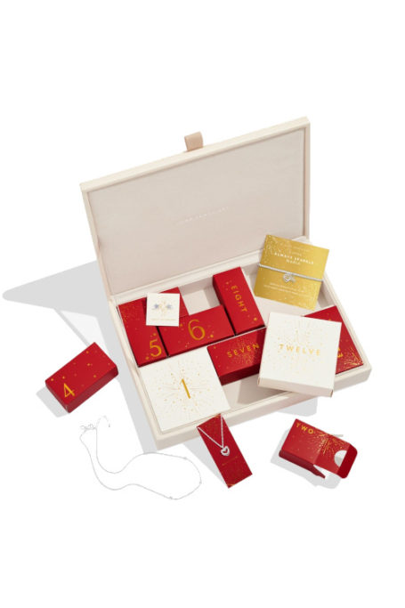 White and red jewellery advent calendar from Joma Jewellery's 2024 line