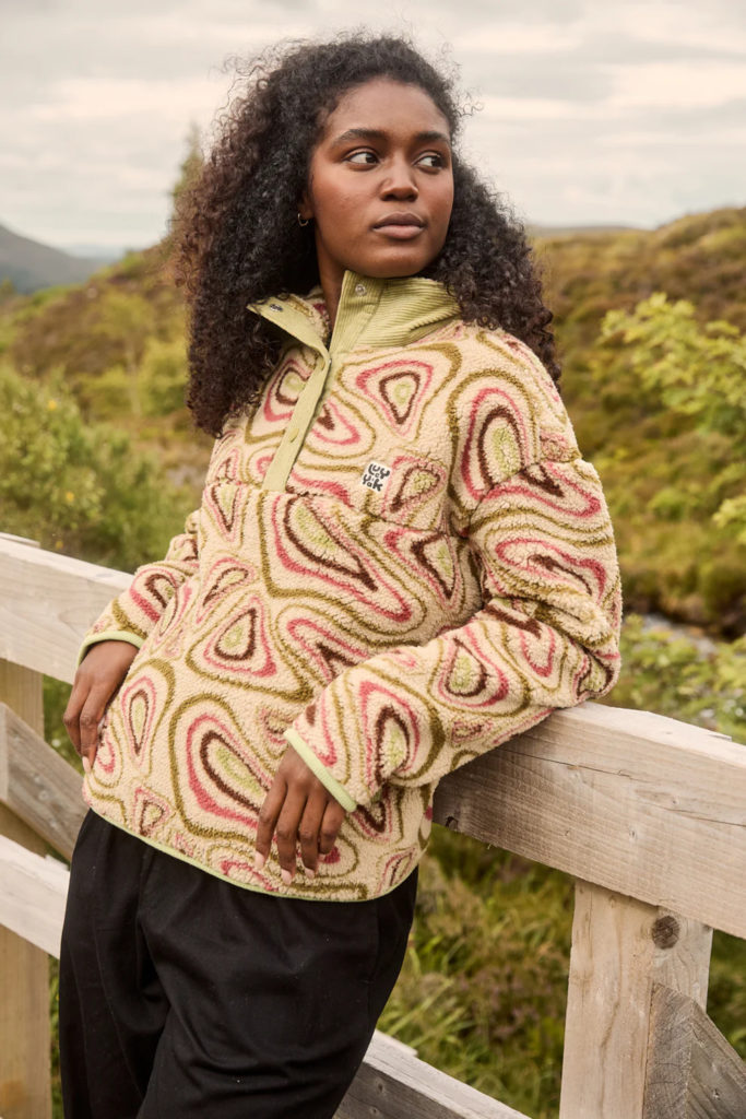 Woman in Lucy & Yak fleece