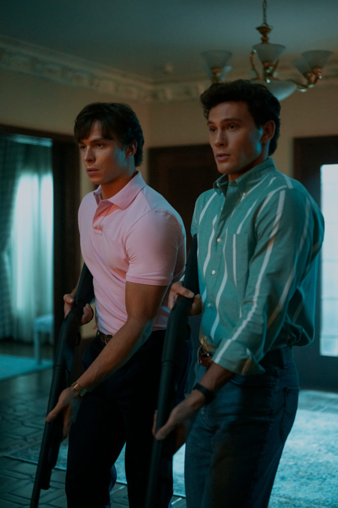 Nicholas Chavez as Lyle Menendez, Cooper Koch as Erik Menendez in episode 202 of Monsters: The Lyle And Erik Menendez Story