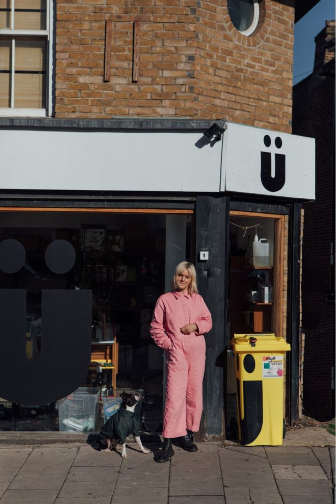 Charlie Rudkin-Wilson wearing a pink jumpsuit