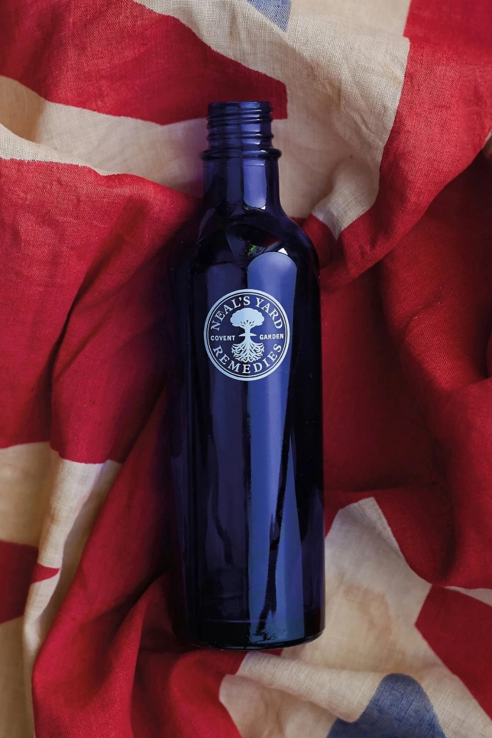 Neal's Yard Remedies bottle on GB flag