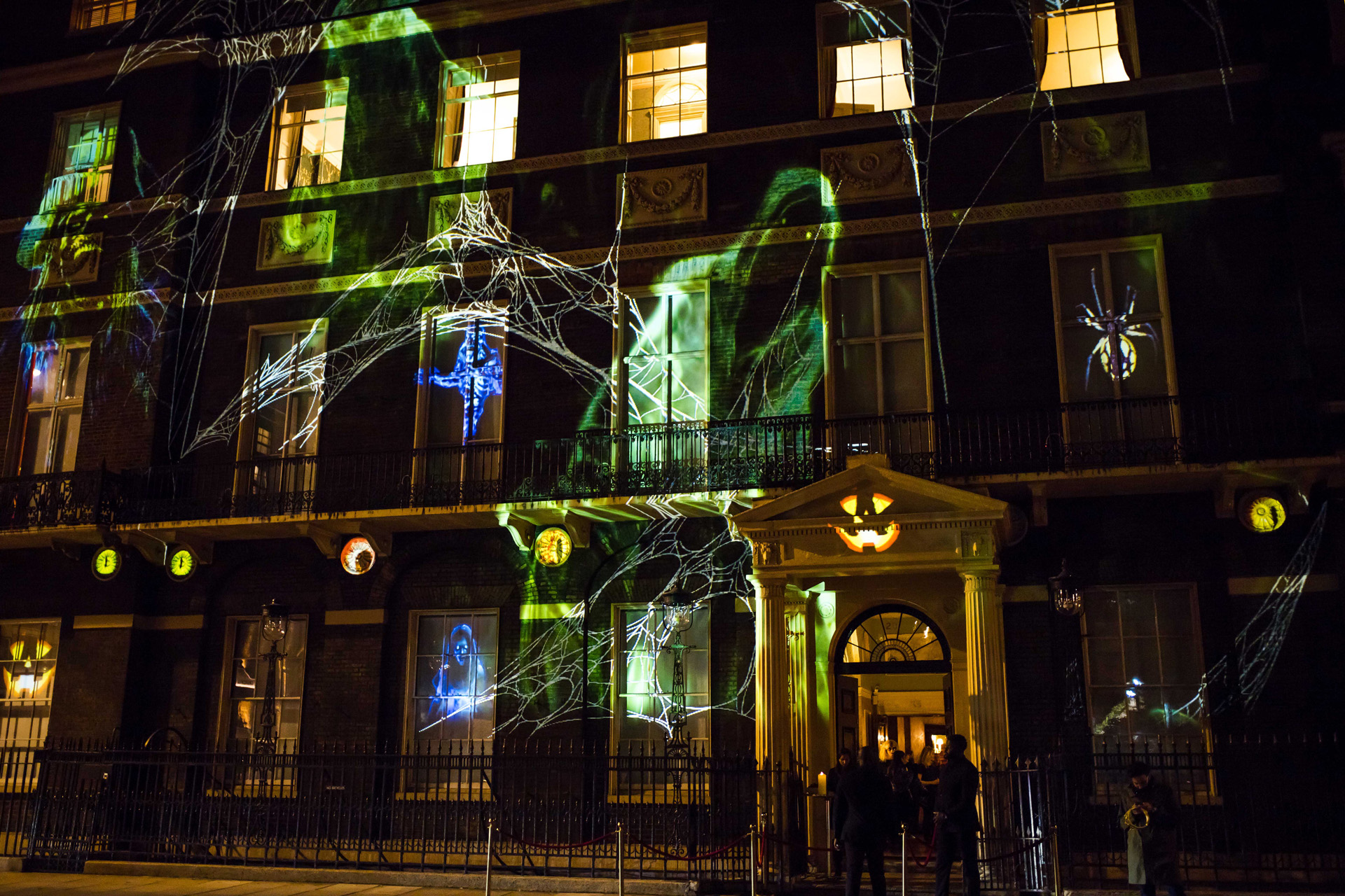 Exterior of Home House with Halloween projections