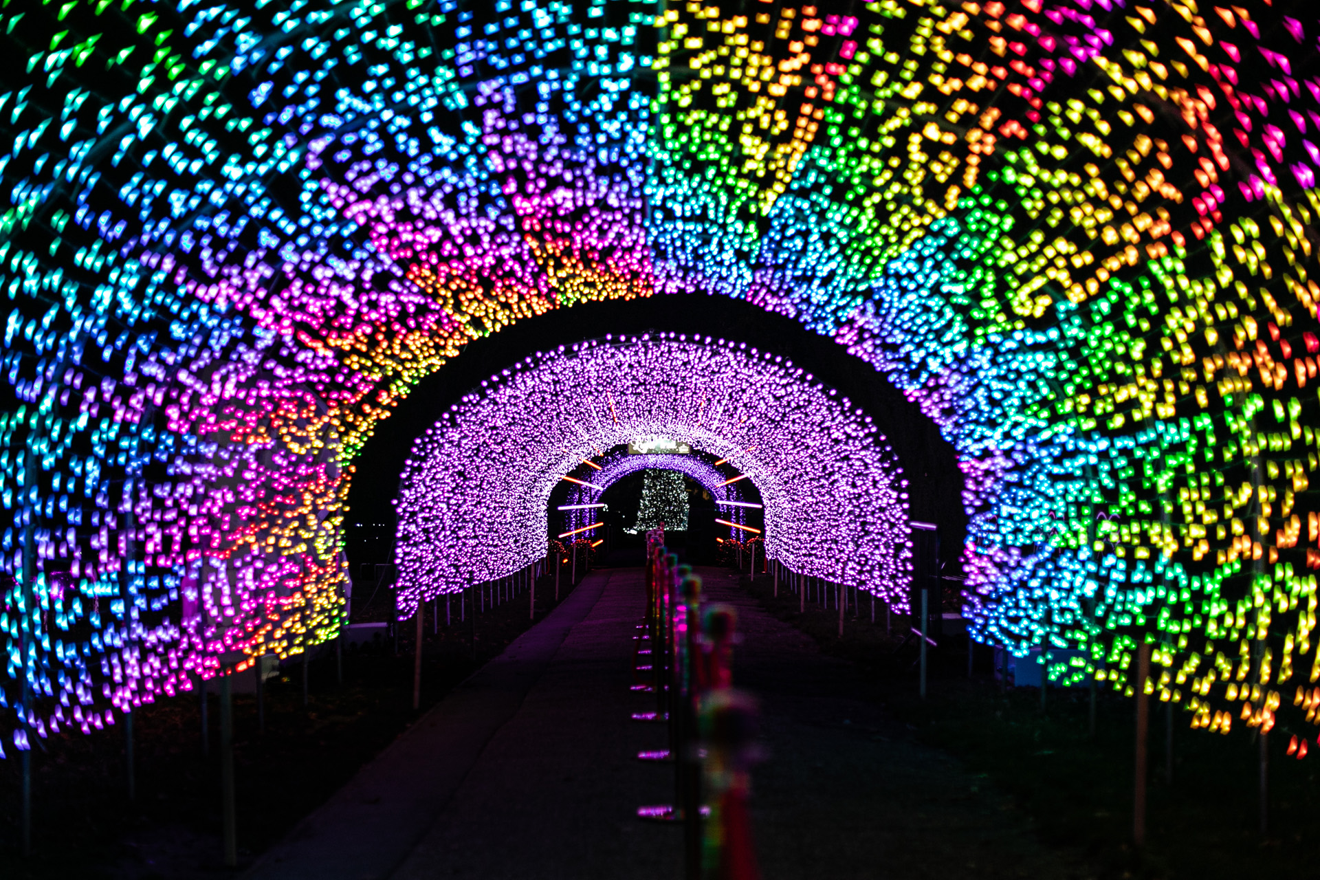 Warwick Castle's Winter light trail