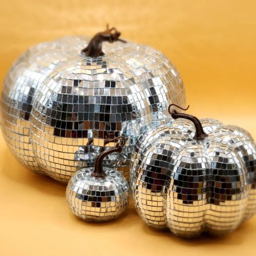 Disco ball in the shape of a pumpkin