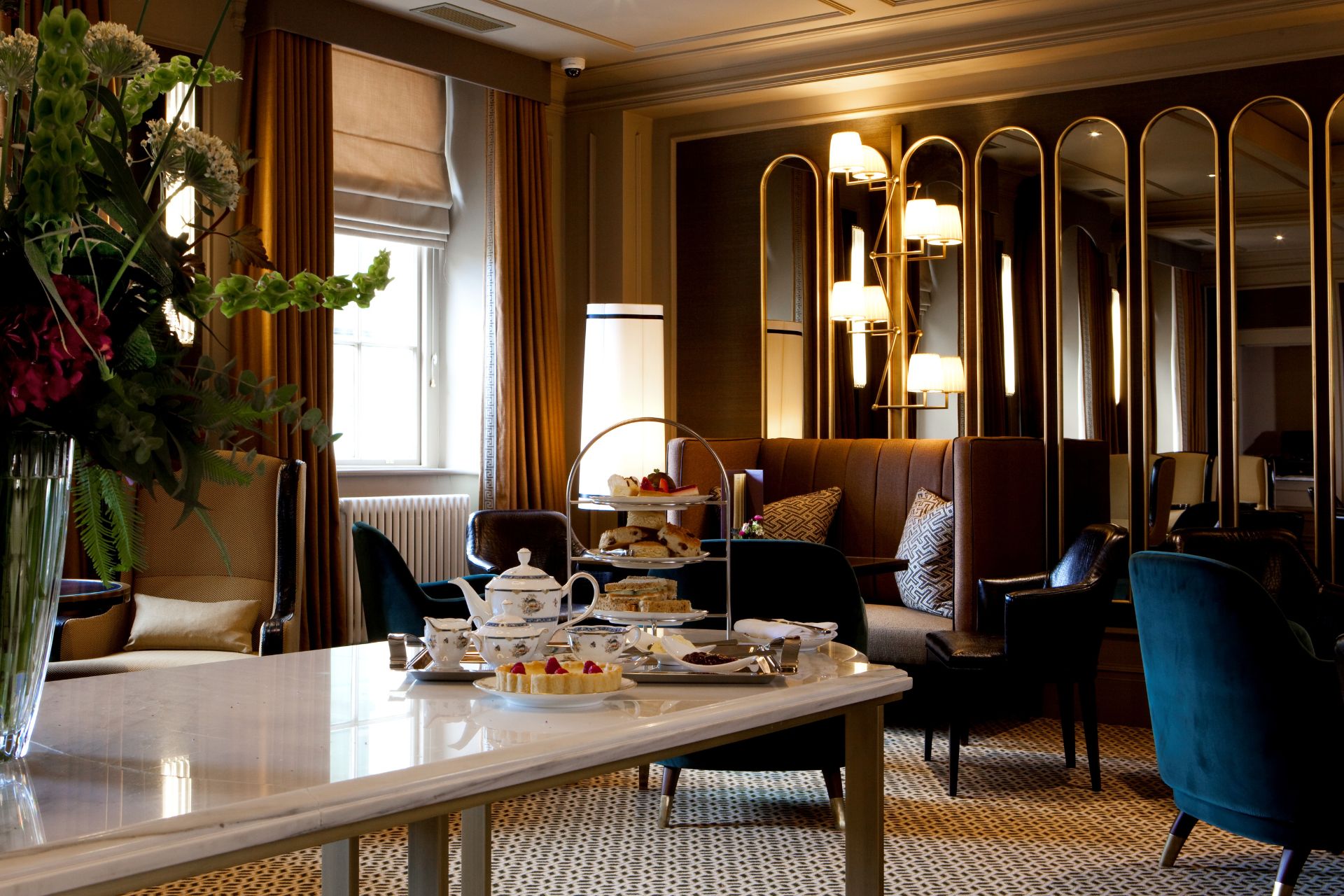 Restaurant with afternoon tea spread