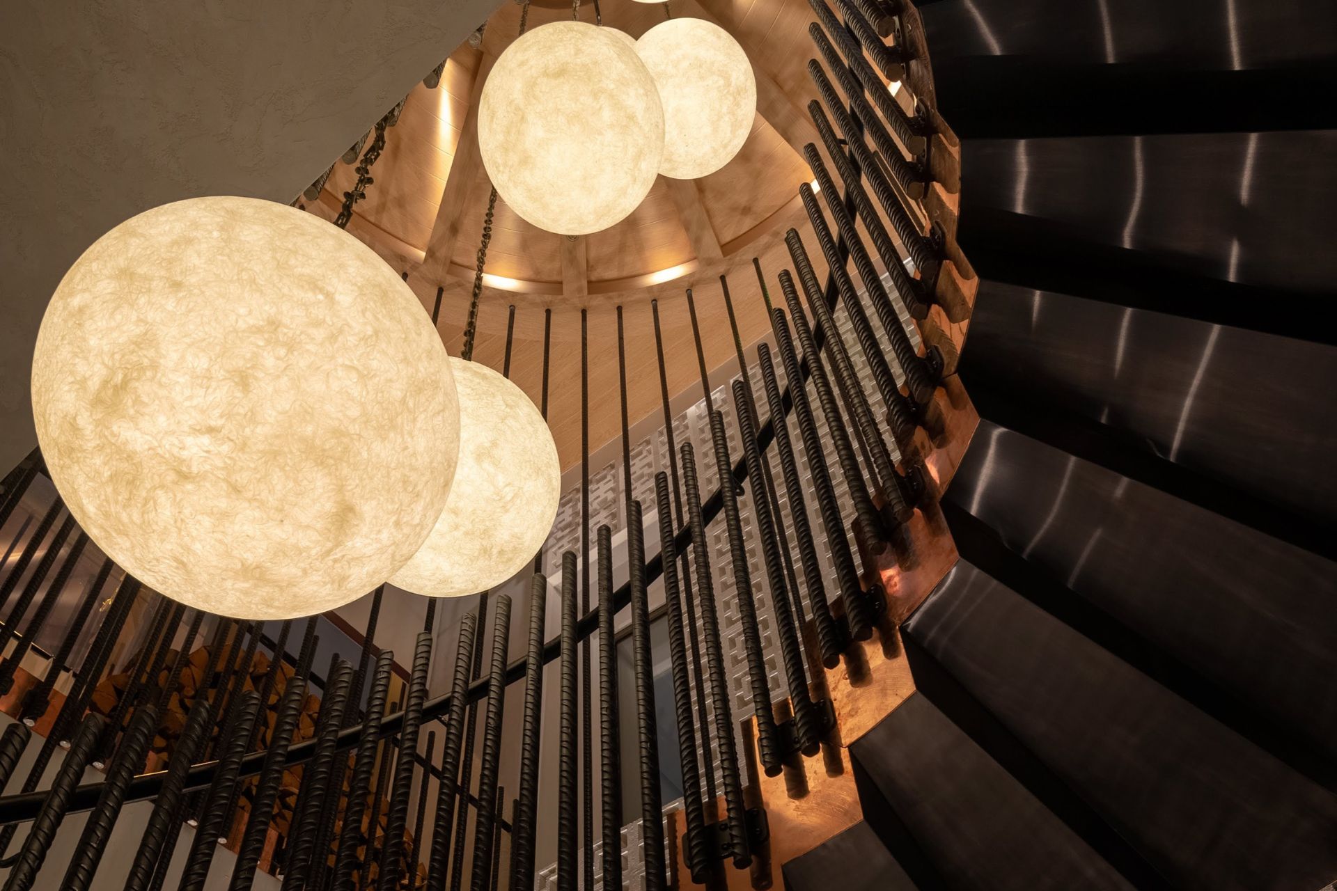 Staircase with orb lights