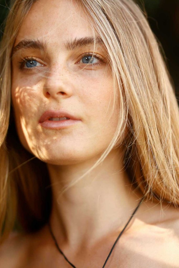 blonde women with brushed up eyebrows