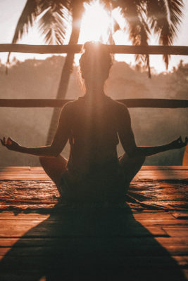 A woman doing yoga