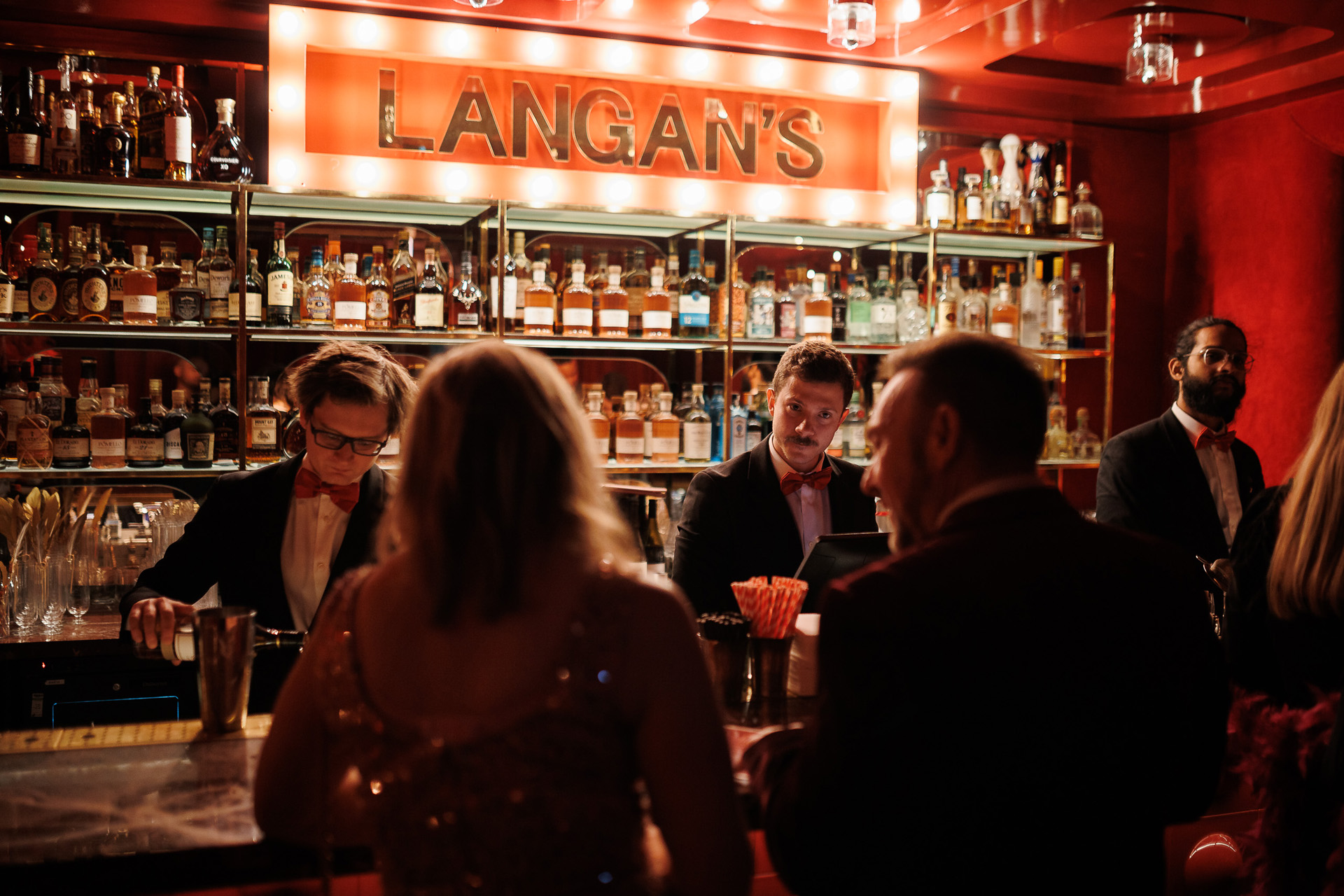 The bar at Upstairs at Langan's