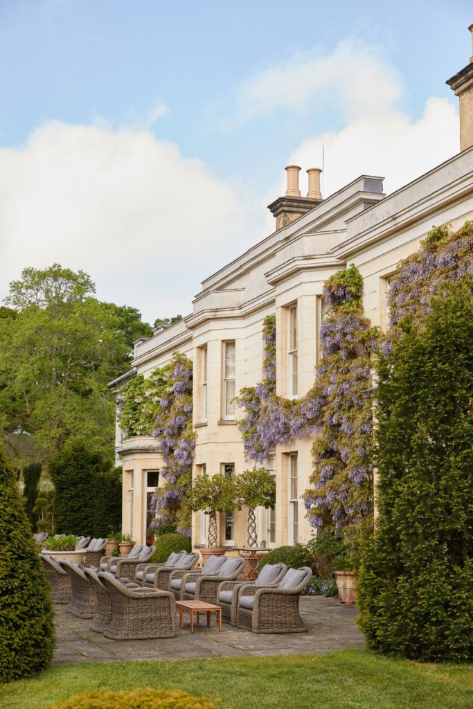 Wisteria-clad exterior of Lime Wood