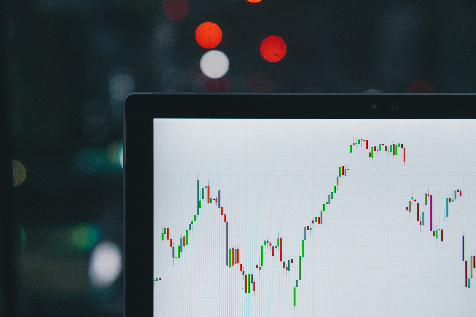 A laptop screen with a line graph