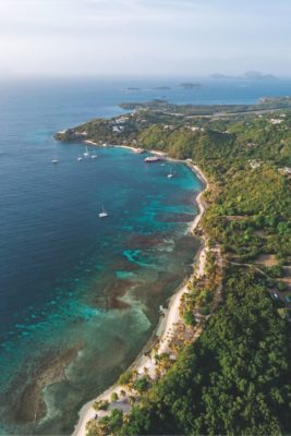 Aerial view of Mustique island