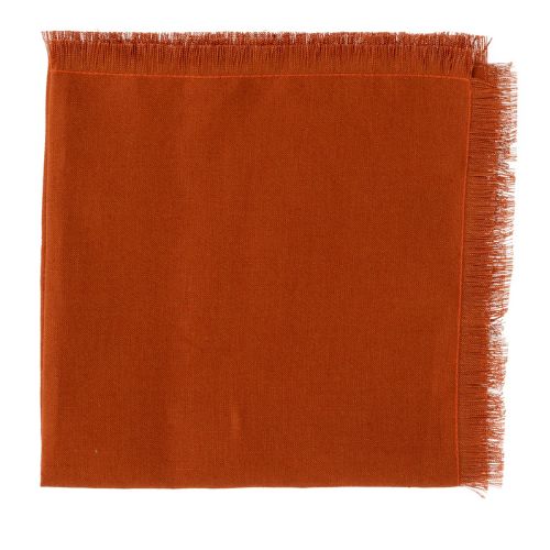 Dark orange fringed linen napkins