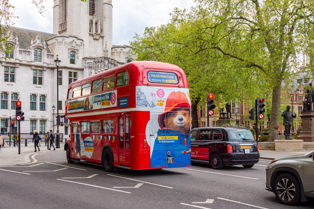 Paddington Bear bus in central London