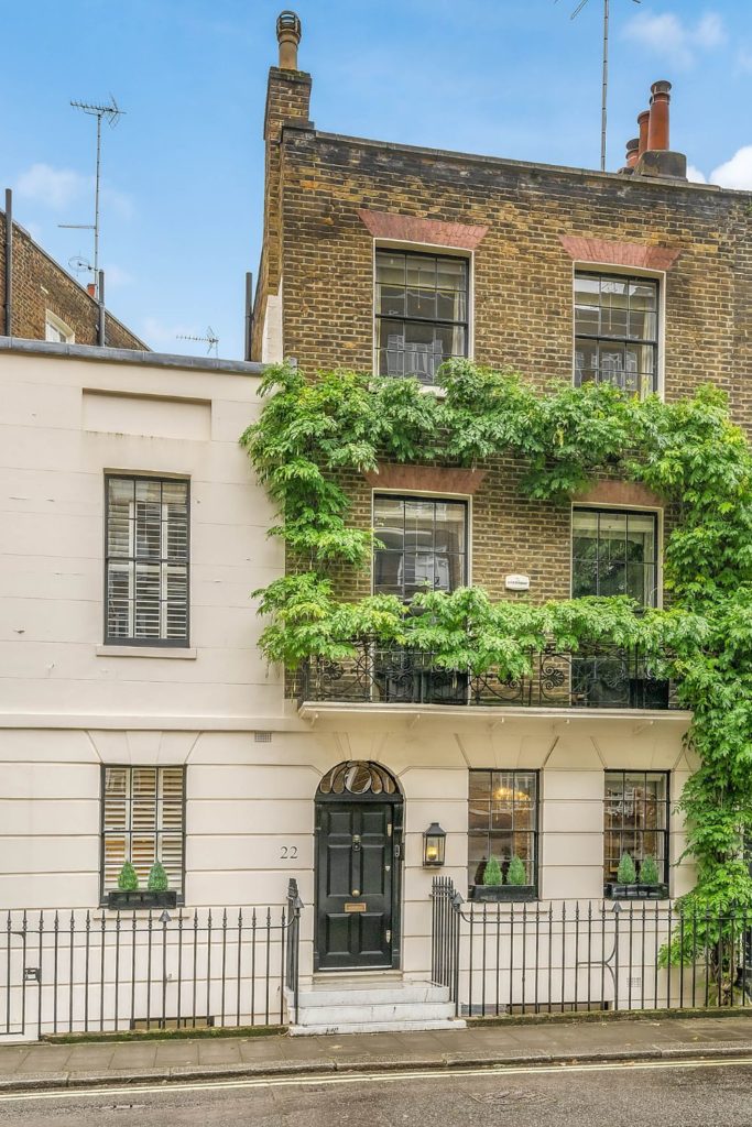 London townhouse with ivy-clad exterior