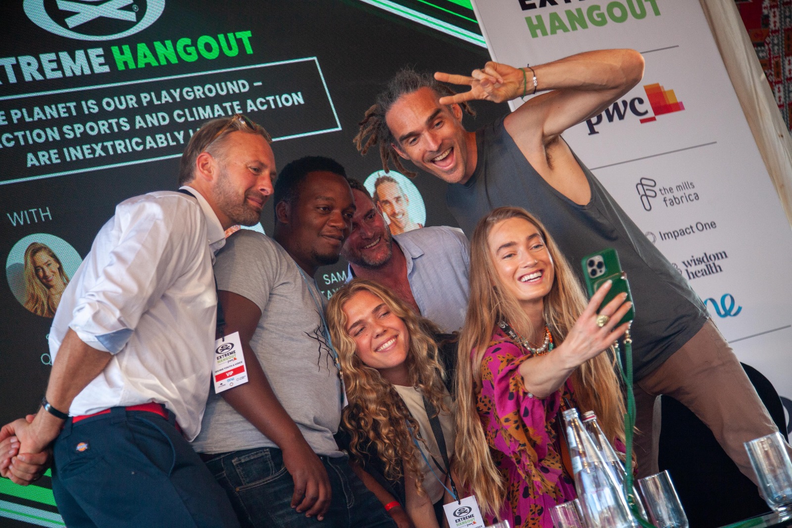 People take a selfie at The Extreme Hangout at COP