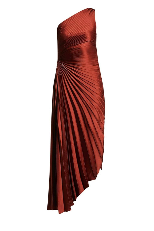Burnt orange pleated dress