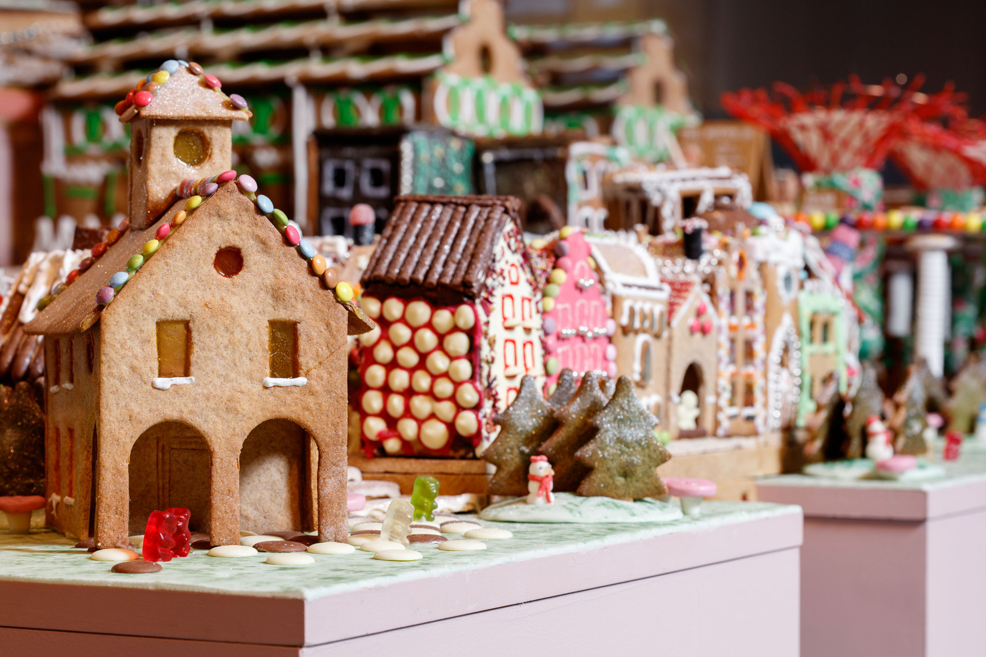 A festive gingerbread scene