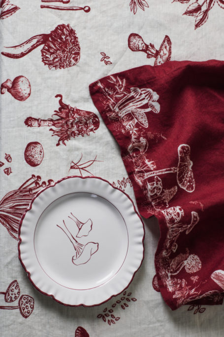 Table accessories with mushroom designs