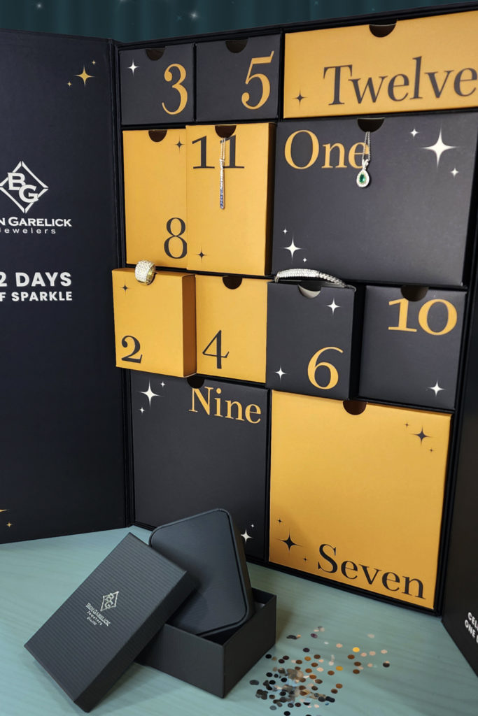 Close up of numbered drawers and ring box
