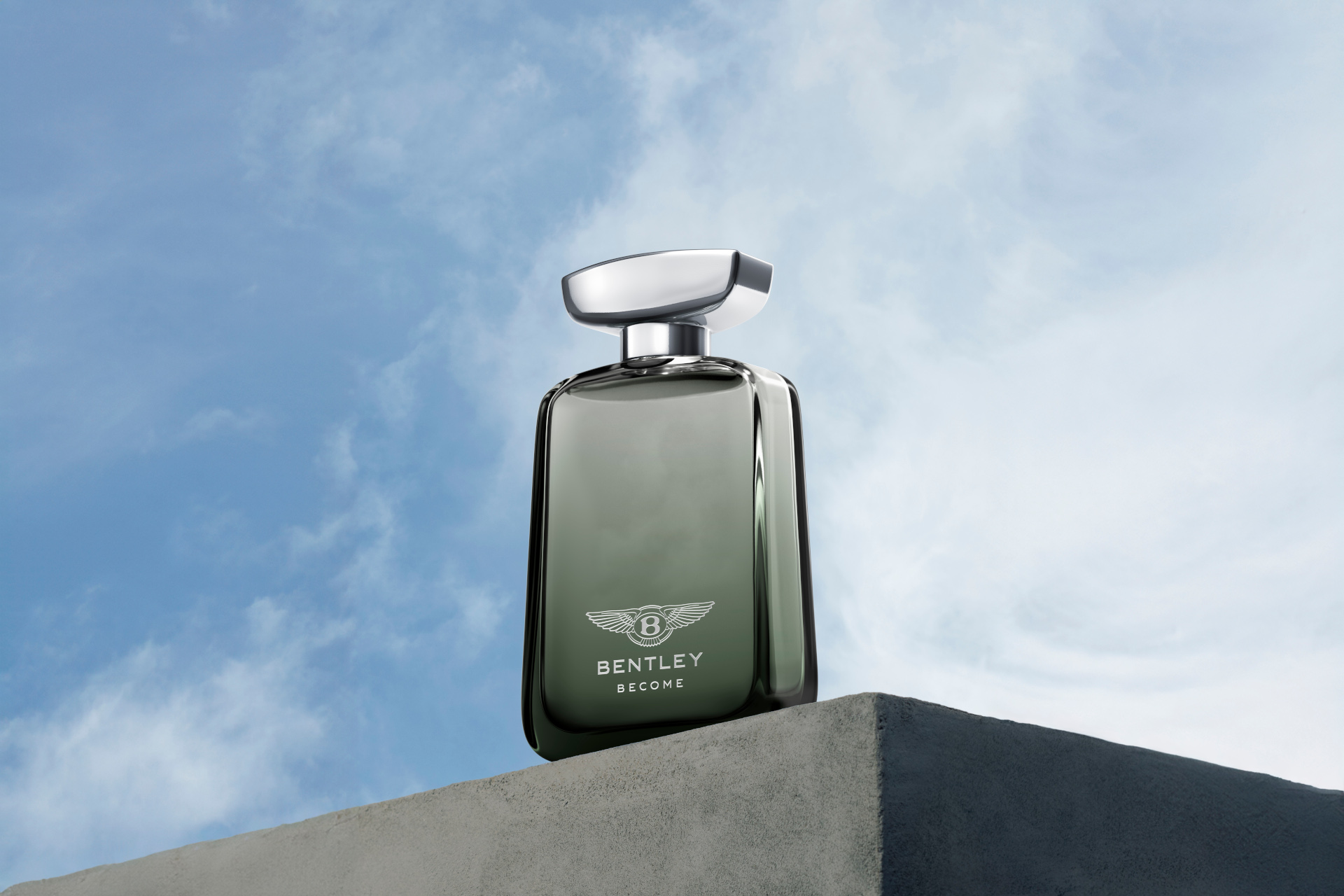 Bentley BECOME perfume bottle on sky backdrop