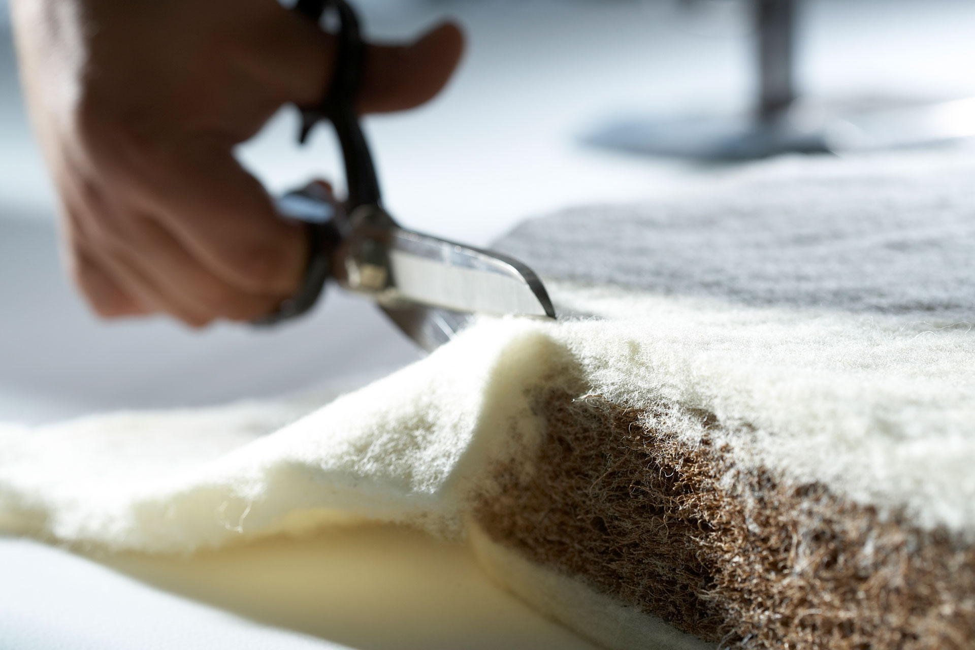 Fabric being cut