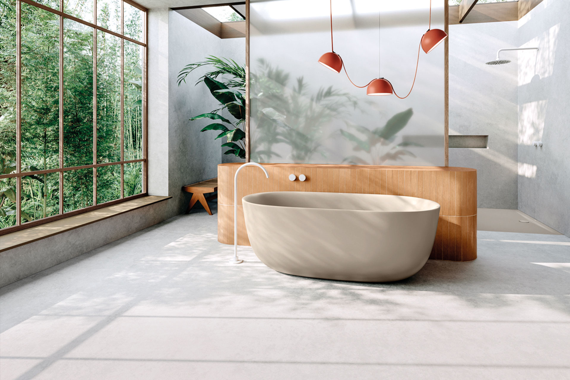 A bath with plants