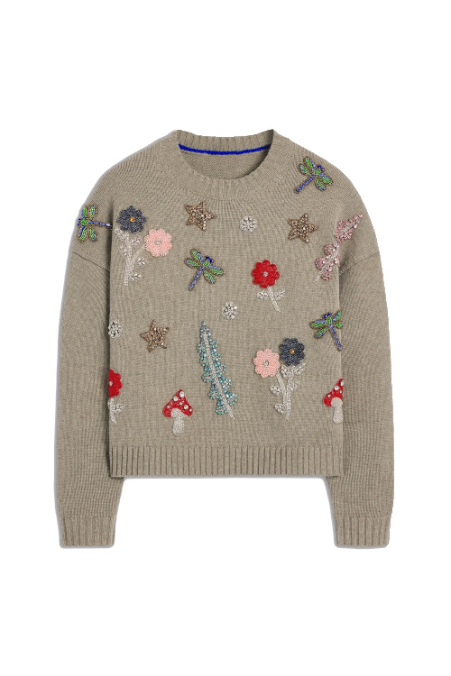 Grey jumper with beaded design | Christmas jumpers 2024