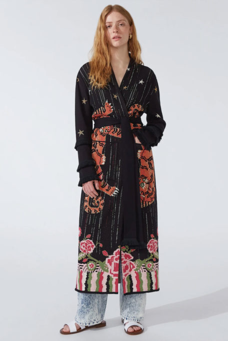 Hayley Menzies Tibetan Tiger Cotton Jacquard Duster Black