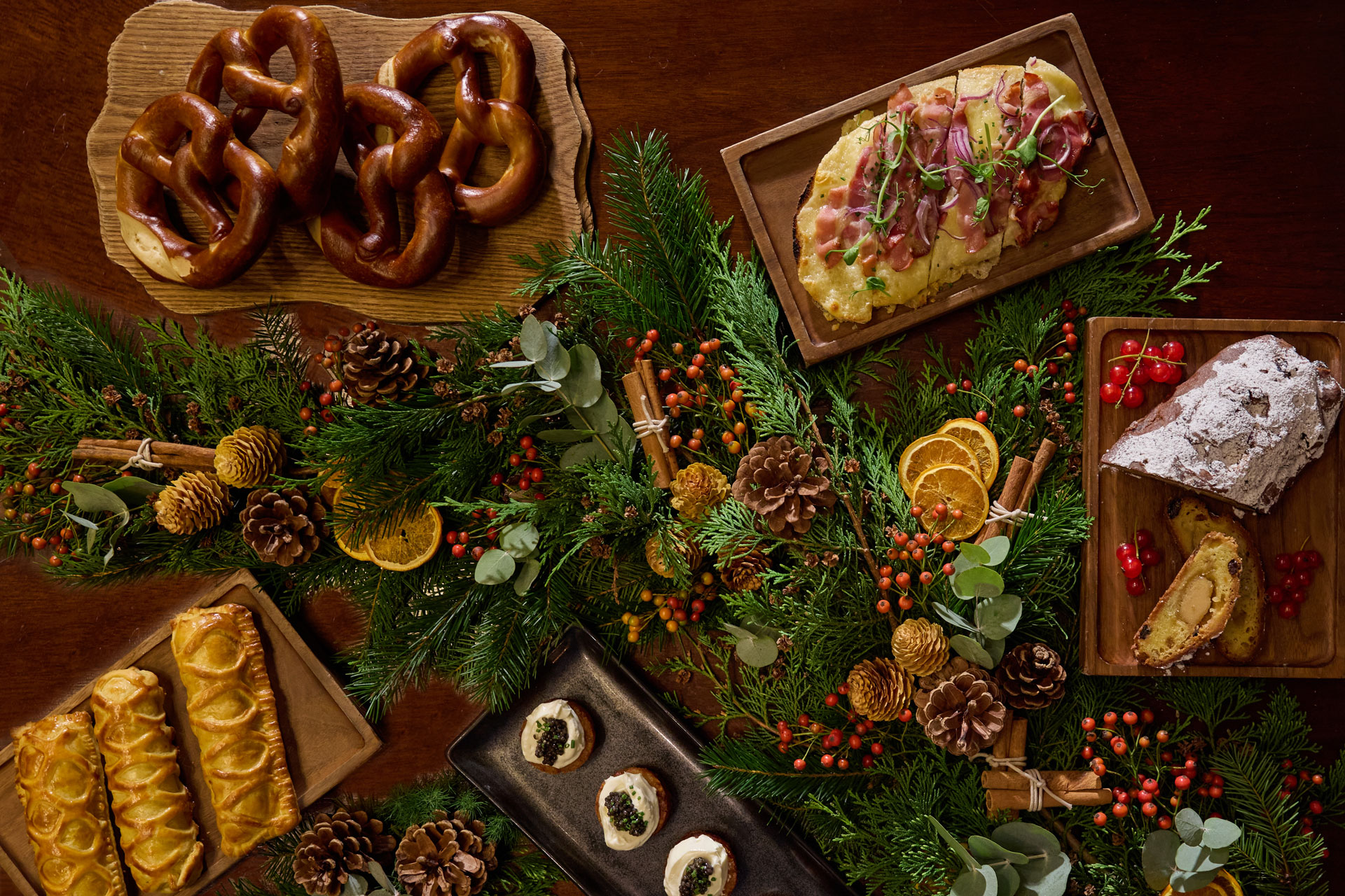 Alpine food on a Christmas table