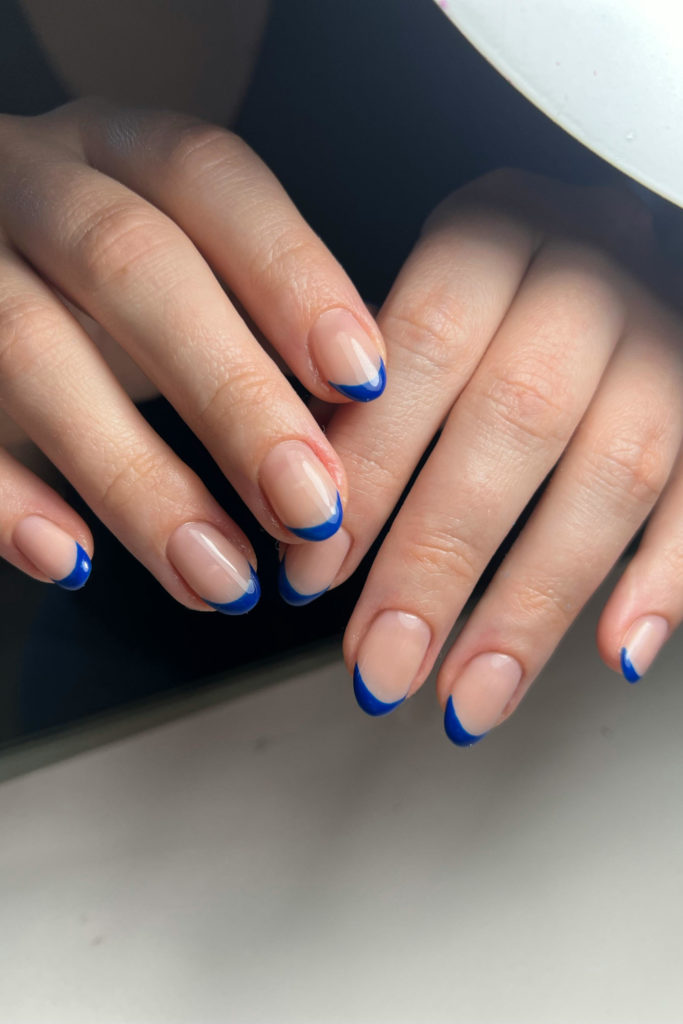 Hands with blue nails