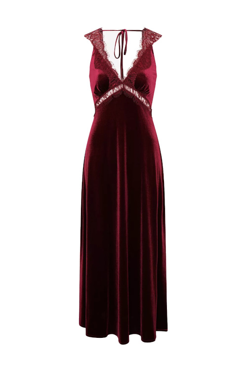 Red velvet party dress