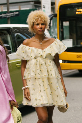 Woman with curly bob
