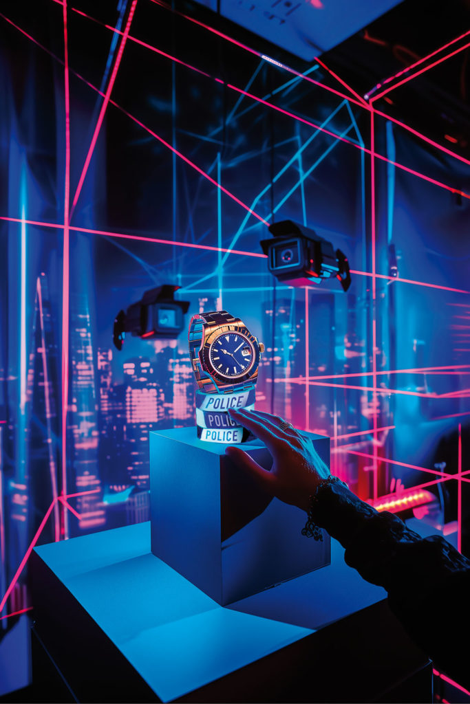 Watch with a blue background