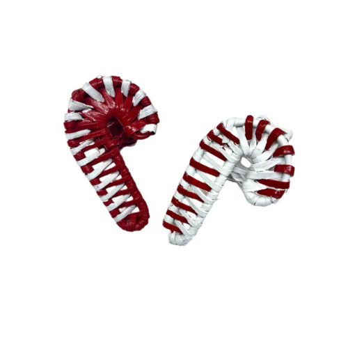 White and red wicker candy cane napkin rings