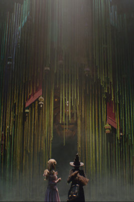 Glinda and Elphaba with the Wizard of Oz in Wicked Part One