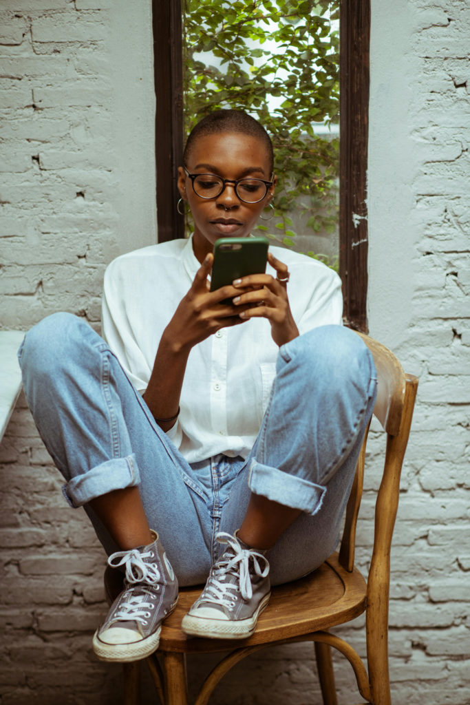 A woman on her phone