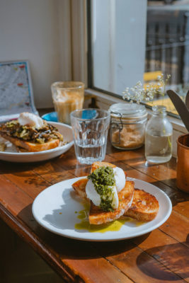 Eggs and avocado on toast