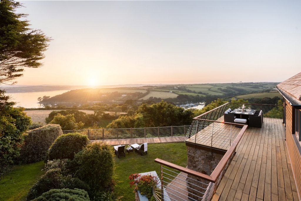 A balcony overlooking the countryside