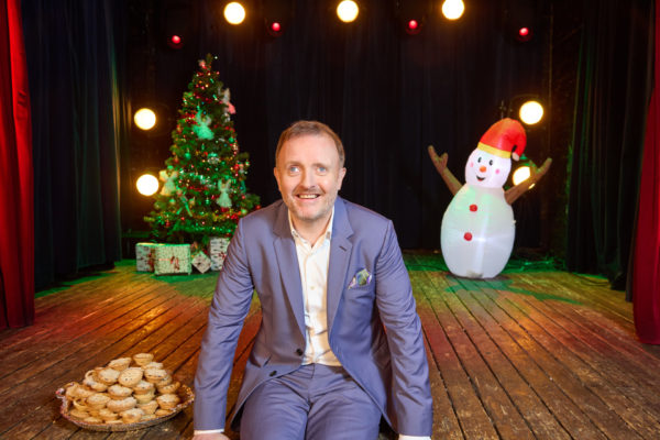 Chris McCausland delivering Channel 4's Alternative Christmas Message