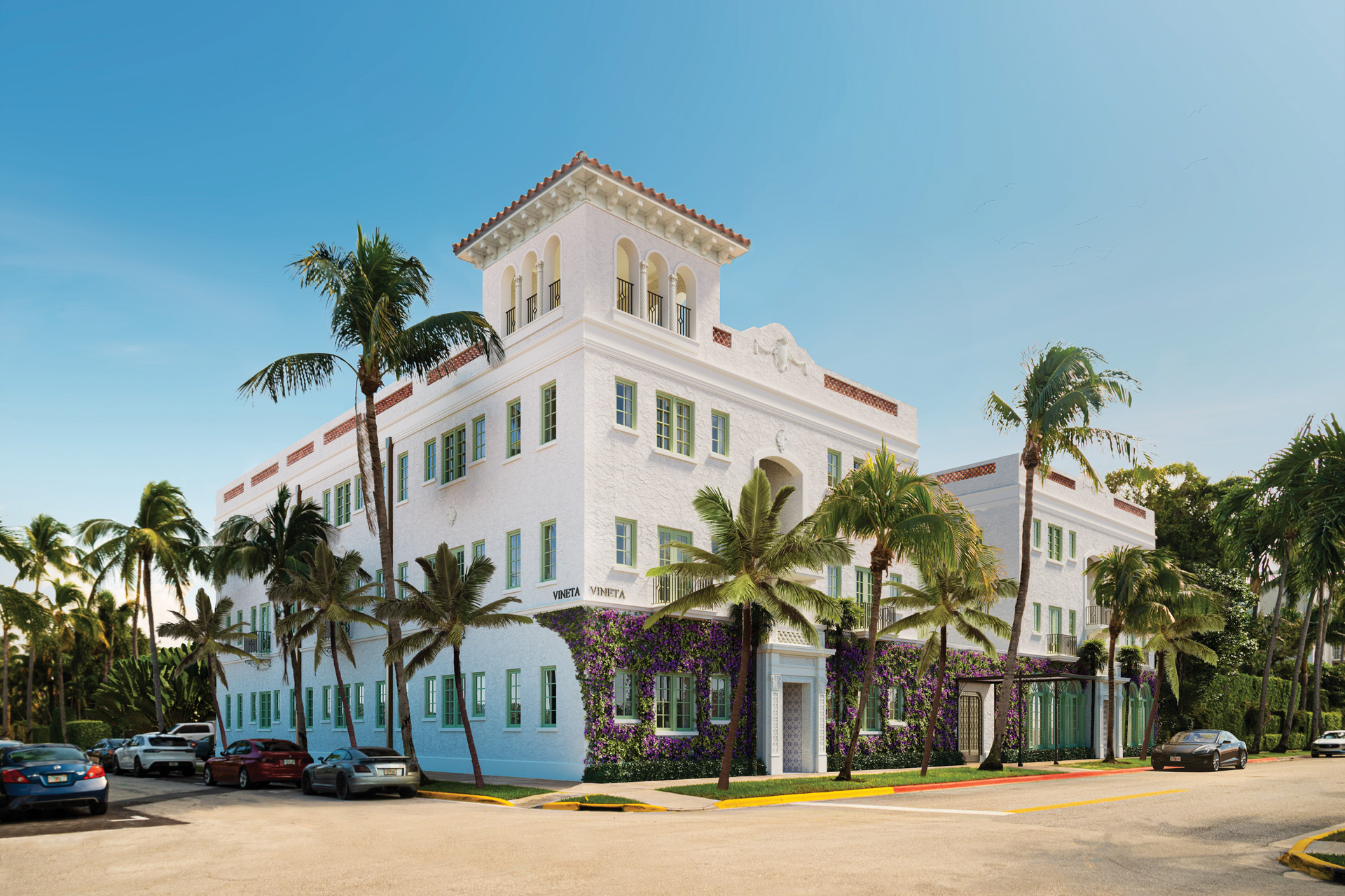 The exterior of new hotel The Vineta Hotel – Palm Beach, US