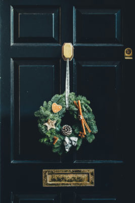 Door with wreath | Christmas stress tips