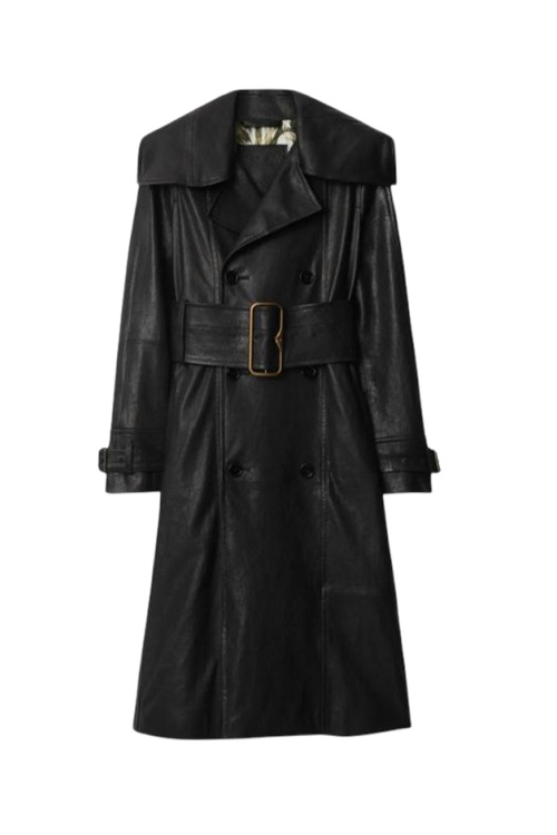 Black leather trench