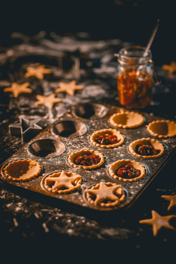 Mince pies being filled