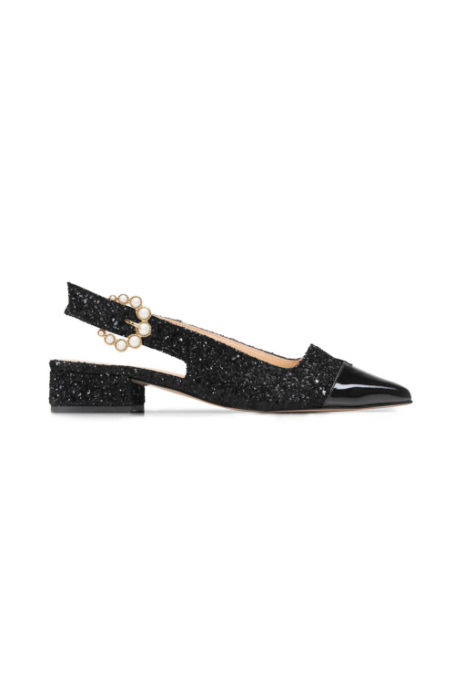 Black sparkly flats | party shoes