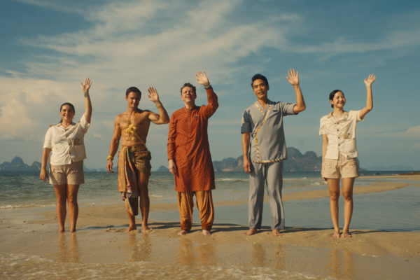 Morgana O'Reilly, Arnas Fedaravičius, Christian Friedel, Dom Hetrakul & Lalisa Manobal in The White Lotus season 3