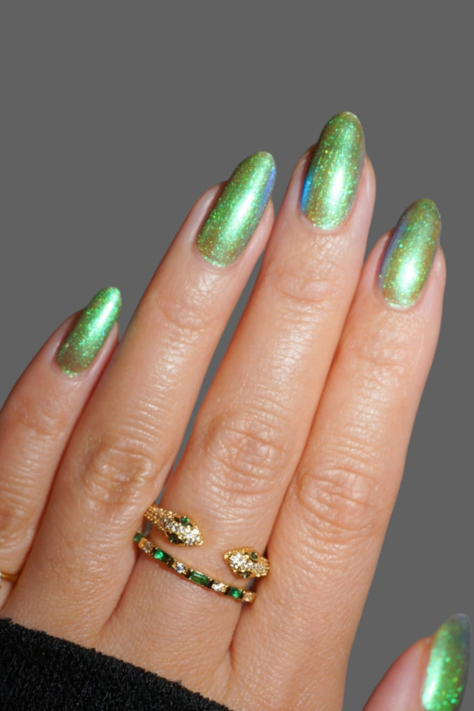 Green glitter nails