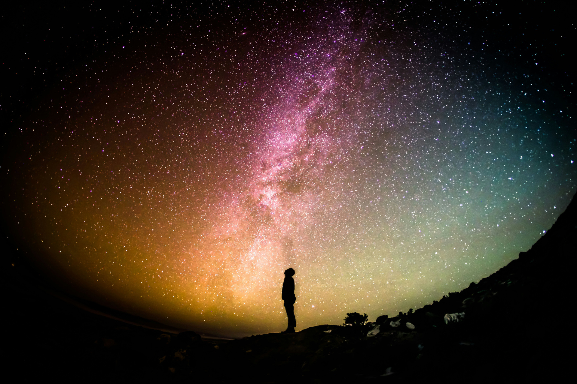 Rainbow star night sky
