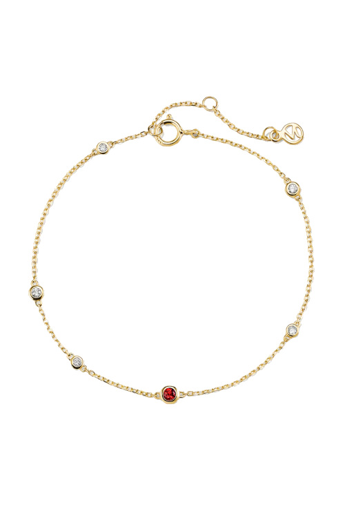 Gold bracelet with red stone | Capricorn jewellery