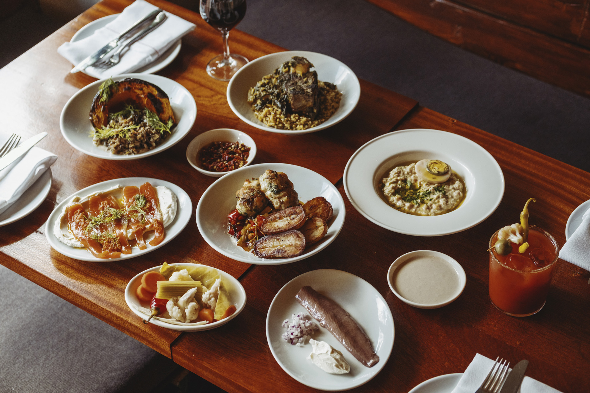 A table filled with plates of food